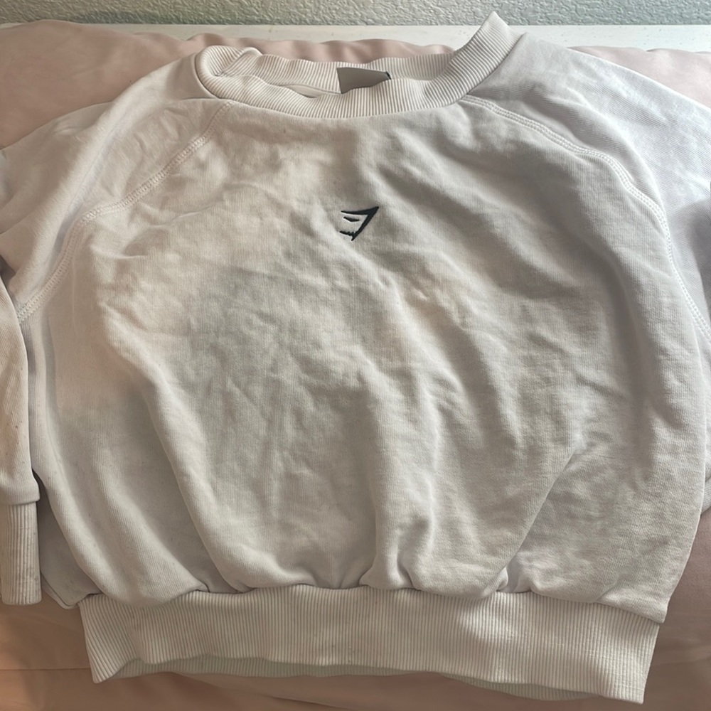 White Cropped Gym Shark Top